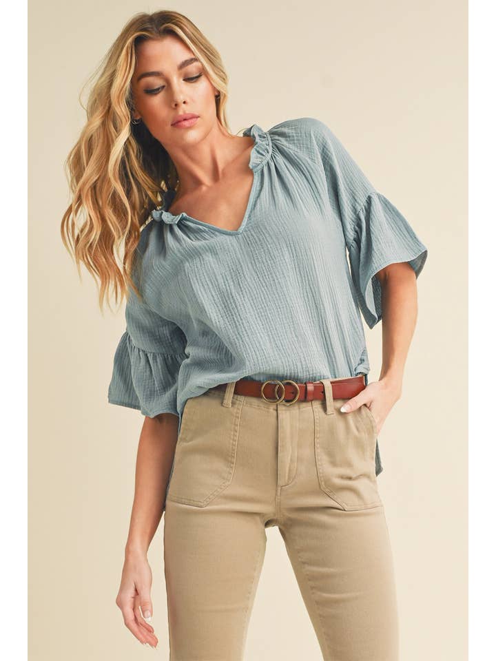 AEMI + CO - Wholesale Blouse - Women's - 8258DK Tes 3/4 Sleeve Ruffle Top12