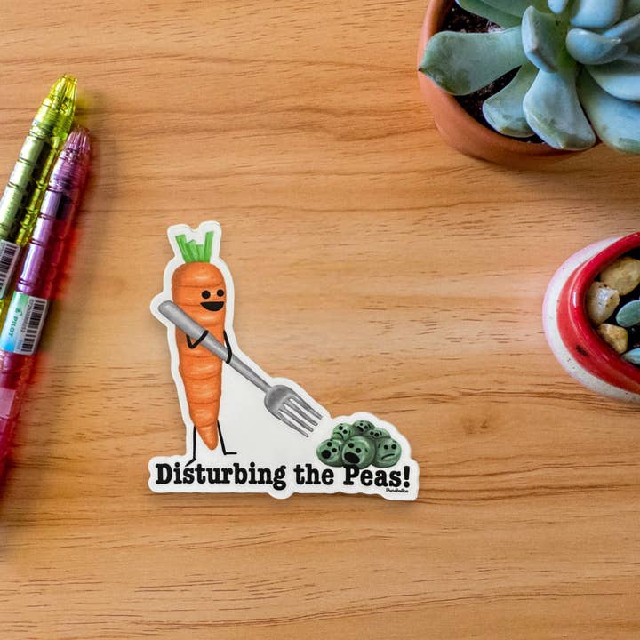 Punaballoo - Wholesale Sticker - Disturbing The Peas 3" Pea Pun Sticker