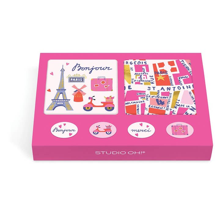Rues de Paris Mini Note Card Set with Stickers for wholesale by Studio Oh!