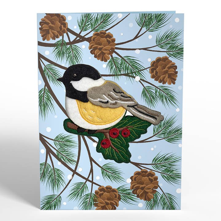 Lovepop Cards - Wholesale Everyday Greeting Card - Winter Chickadee HeartFelt Charm Card™ 5x7"3