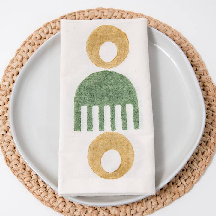 Hand Block Printed Napkin ~ Earthy Bemba for wholesale by MAADILI COLLECTIVE