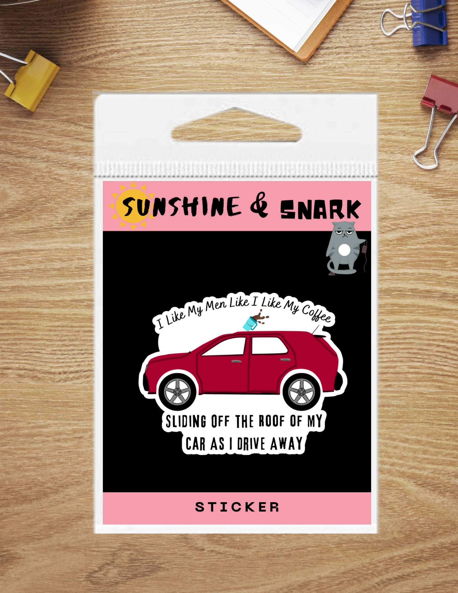 Fyg & Company, LLC - Venta al por mayor Pegatina - Divertida pegatina de humor negro Coffee Like Men (coche)1