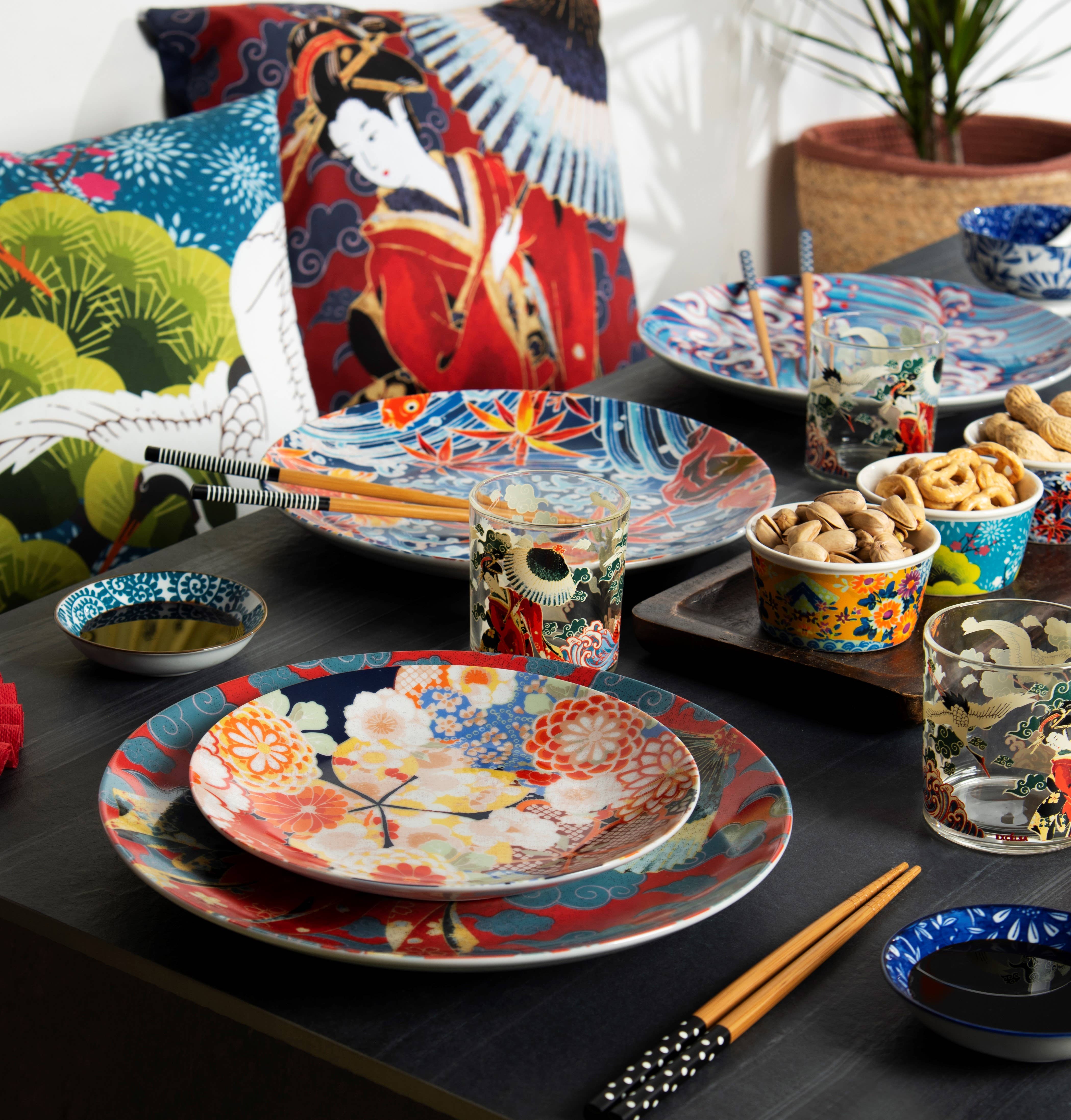 multicolour 18-Piece Kimono Dinnerware Set for wholesale on Faire3