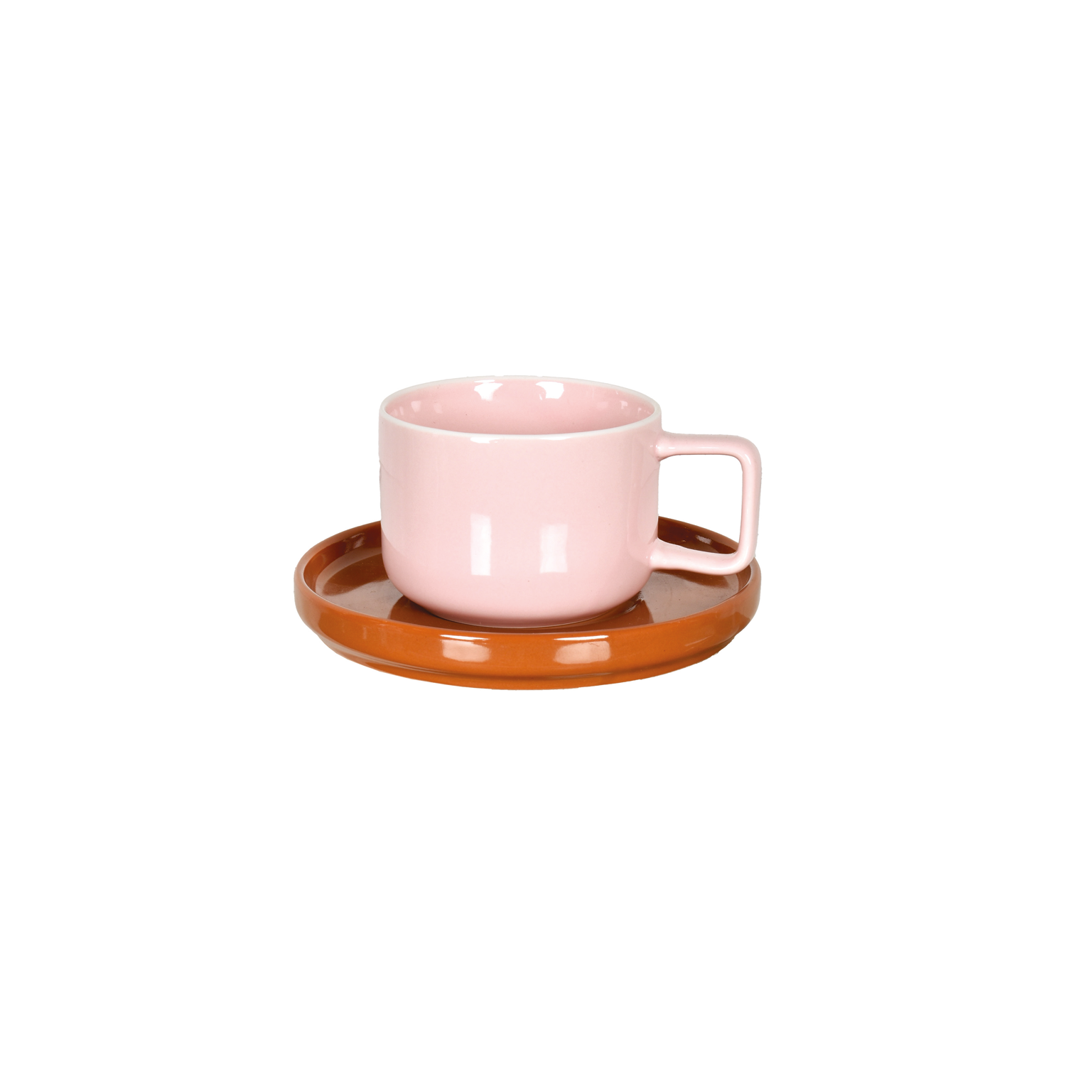 Opjet Paris – wholesale Coffee mug – Chic pink cup with its brown saucer D12 H7.5cm0