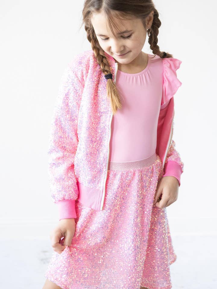 Mila & Rose - Wholesale Skort - Kids - Bubblegum Pink Sequin Twirl Skort