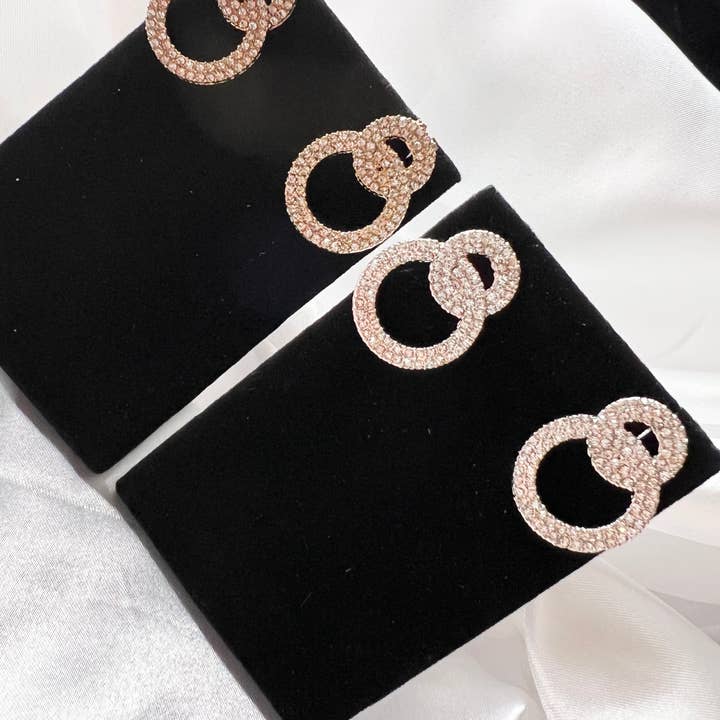 Rhinestone Round Earrings for wholesale by Jewels of Shade