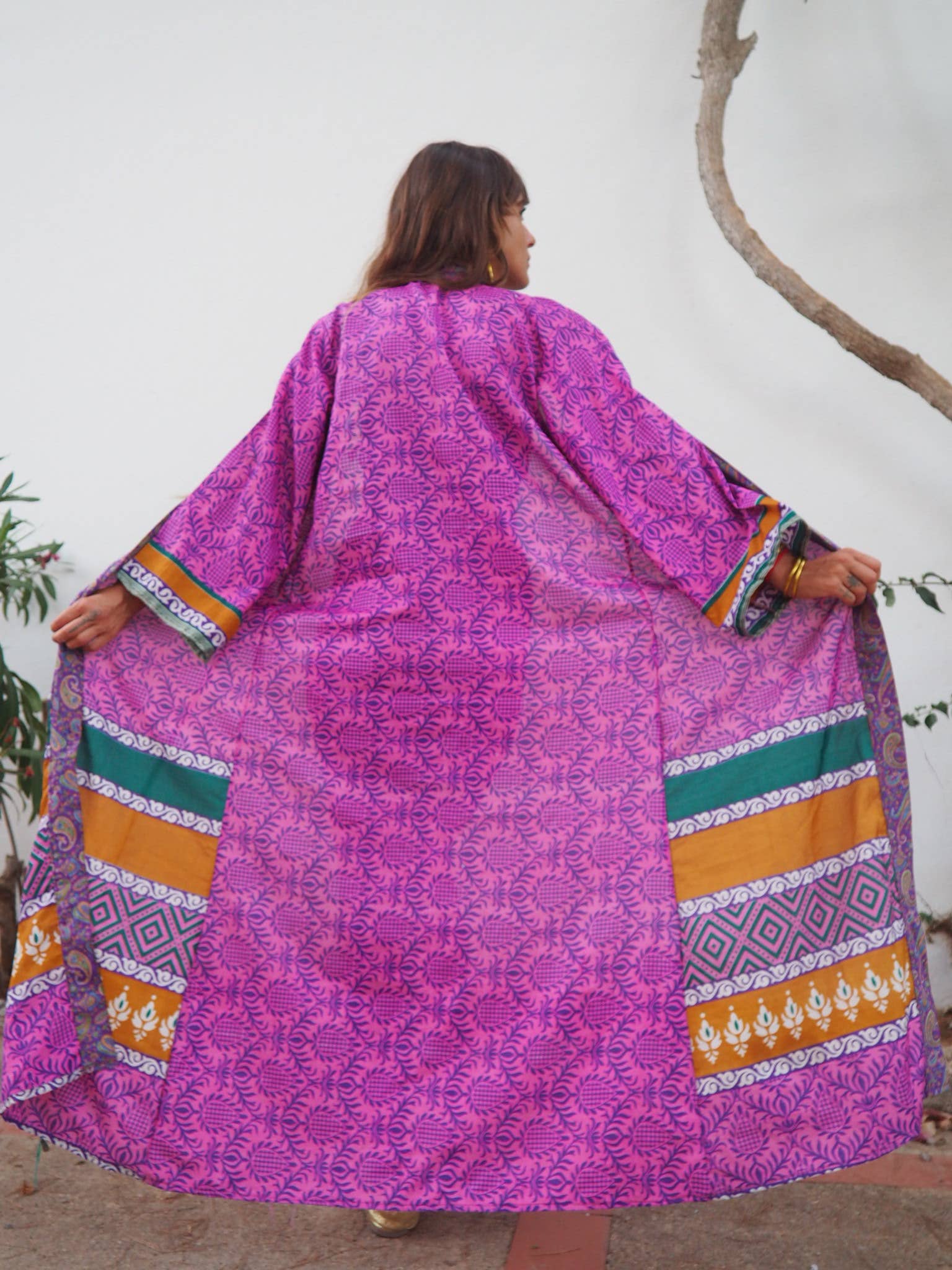 Vagabond Ibiza - Wholesale Kimono - Women's - The Kardash Kimono Long – Up-cycled Vintage Sari Kimono 34