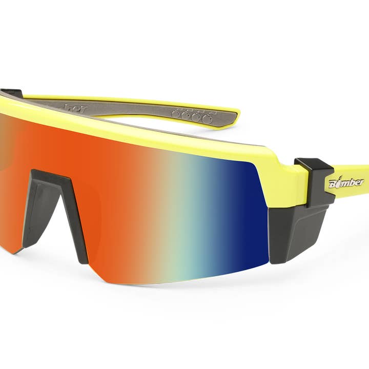 Sécurité des bombes fumigènes - Miroir rouge haute visibilité jaune pour la vente par Under The Sun Originals / Bomber Eyewear