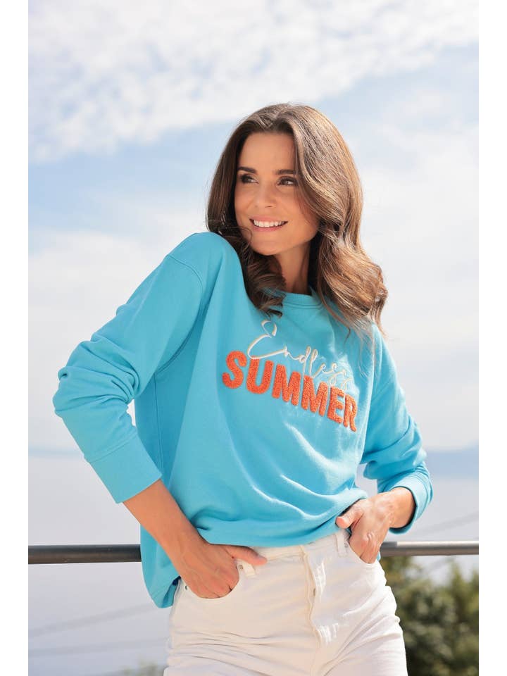 "ENDLESS SUMMER" SWEATSHIRT, AQUA for wholesale on Faire3