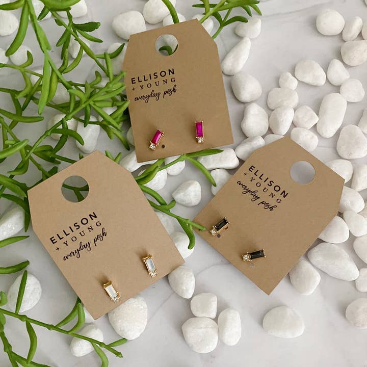Ellison+Young - Wholesale Stud/post earrings - Baguette Cut Stone Stud Earrings6