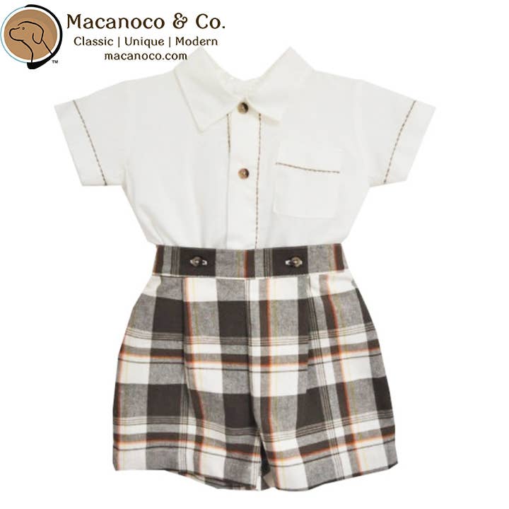 James Couture Set - Brown Plaid for wholesale by Macanoco and Co.