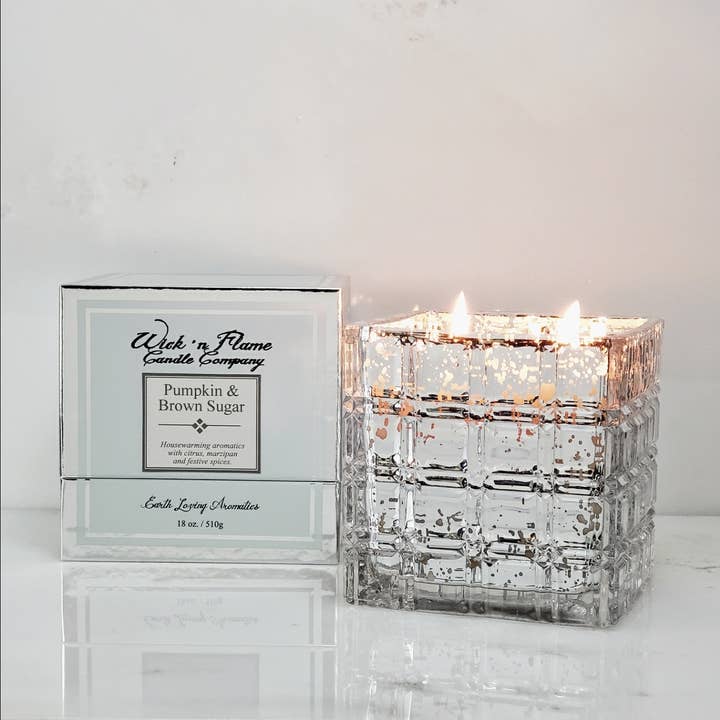 Cubo di mercurio di zucca e zucchero di canna 18oz per la vendita all'ingrosso da parte di Wick 'n Flame Candle Company