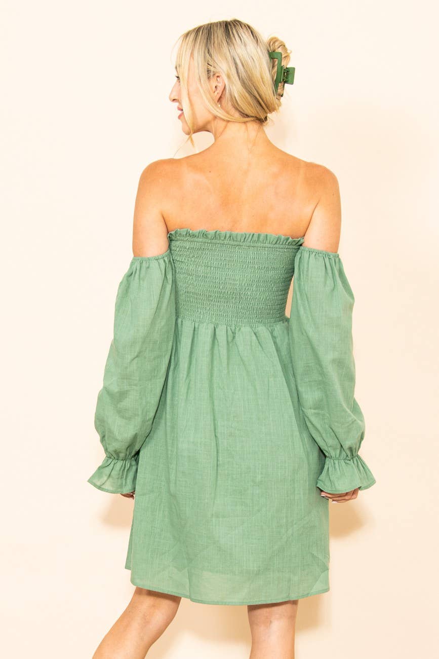 Elloh Collection – wholesale Klänning - Dam – Axelbandslös linneblandad smockklänning med foder10