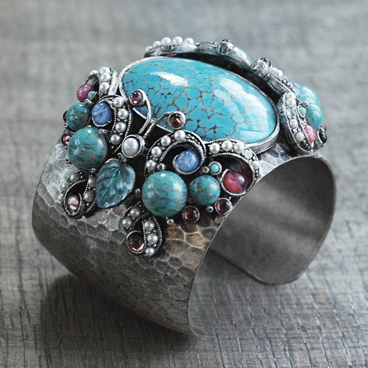 Tang Gemstone Butterfly Cuff Bracelet for wholesale by Sweet Romance Jewelry