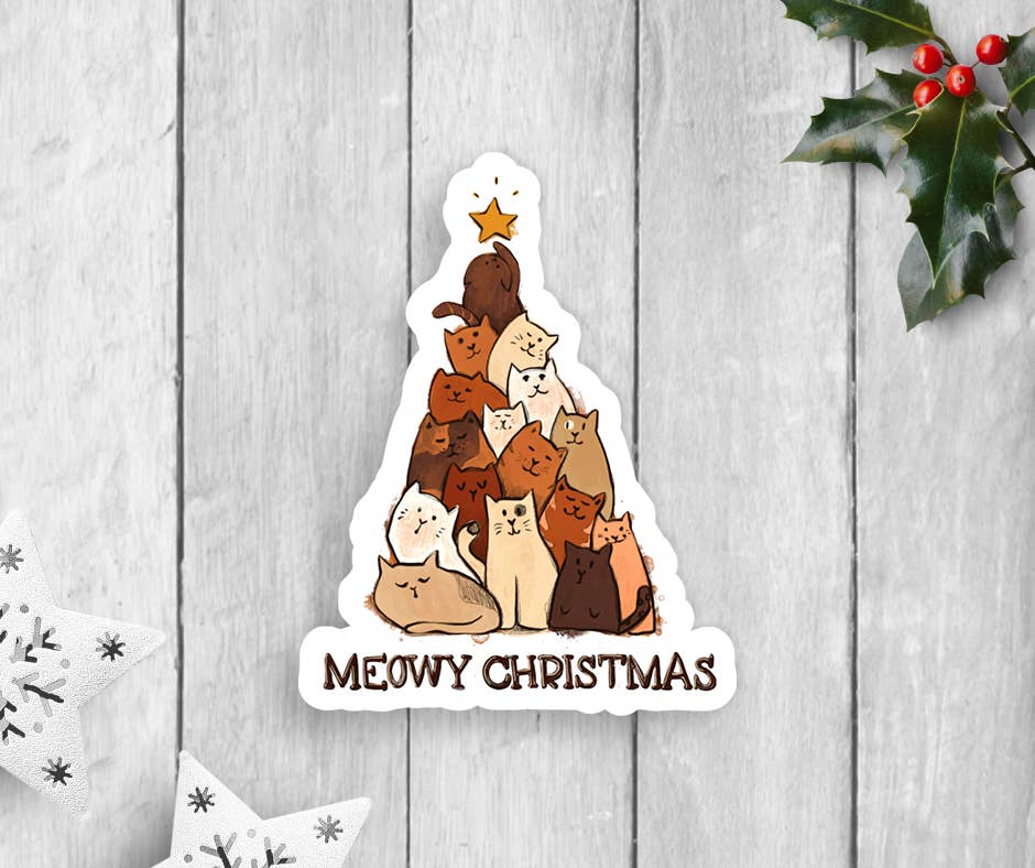 Expression Design Co - Wholesale Sticker - Meowy Christmas Tree Vinyl Sticker