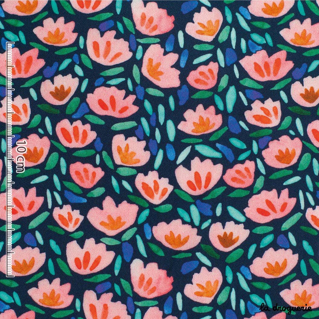 LA DROGUERIE – wholesale Tygrulle – Metervara "Vinterträdgård" Pastellfärger2