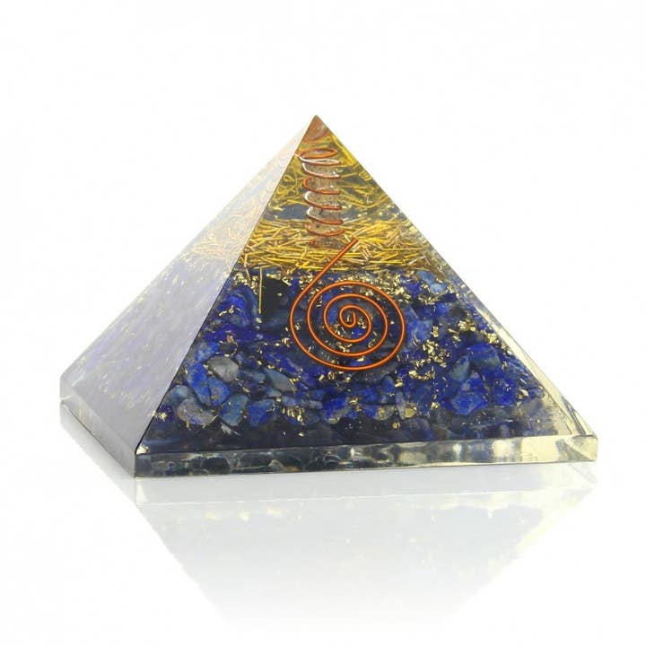 UniArt - Vendita all'ingrosso Pietra/cristallo spirituale - Piramide di Orgonite con Aste Dorate e Pietre Naturali4