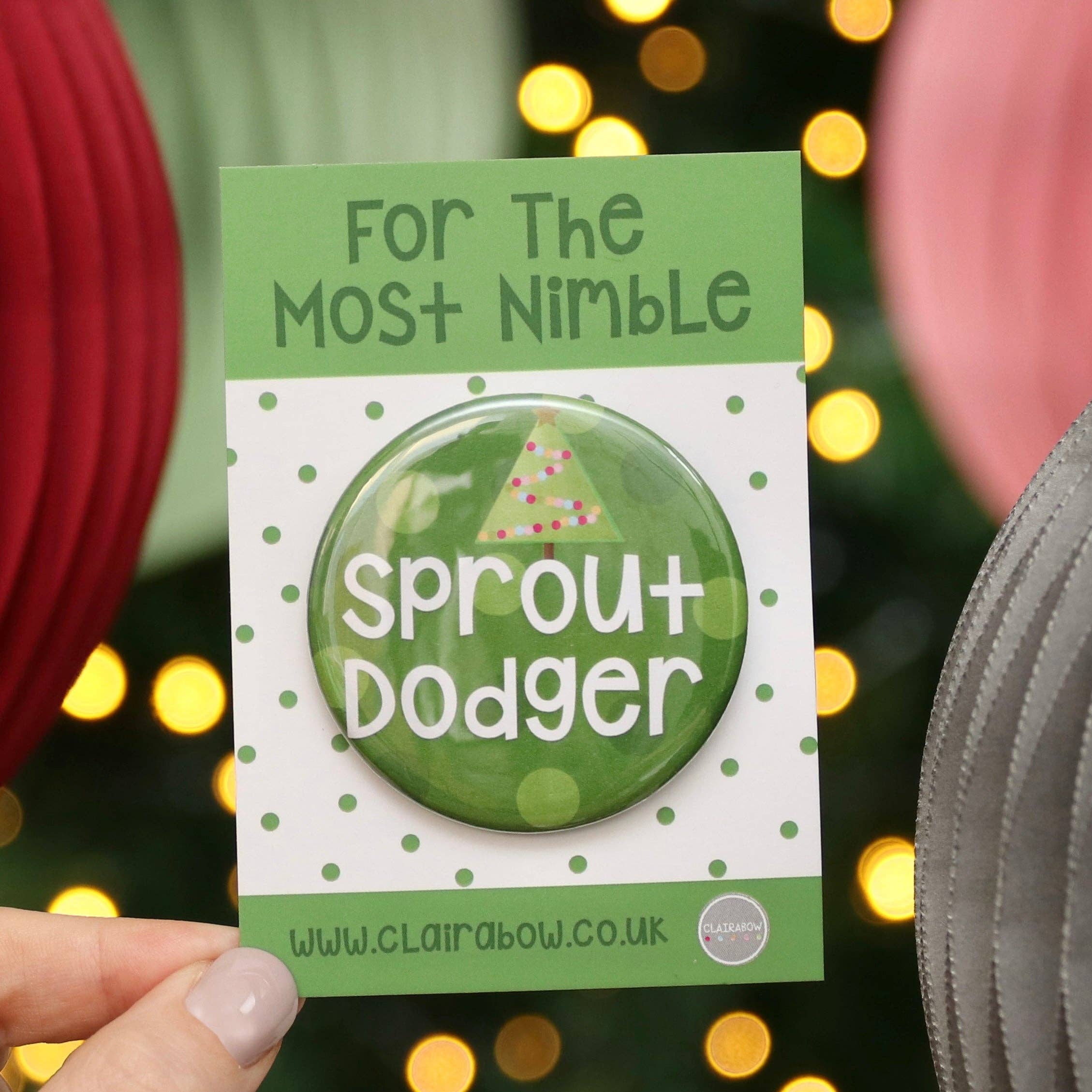 Clairabow – wholesale Lapel pin/button – Sprout Dodger Christmas Badge1