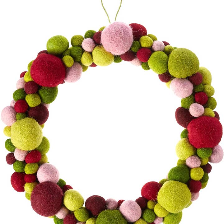 Arcadia Home - Wholesale Wreath - Handmade Felted Wool Christmas Wreath - Multicolor - 14"2