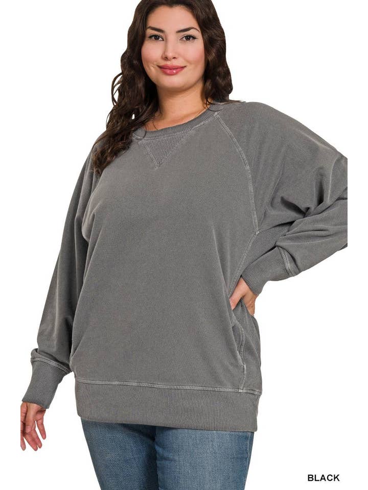Vanilla Monkey - Wholesale Sweatshirt - Women's - Plus Pigment Dyed French Terry Pullover10