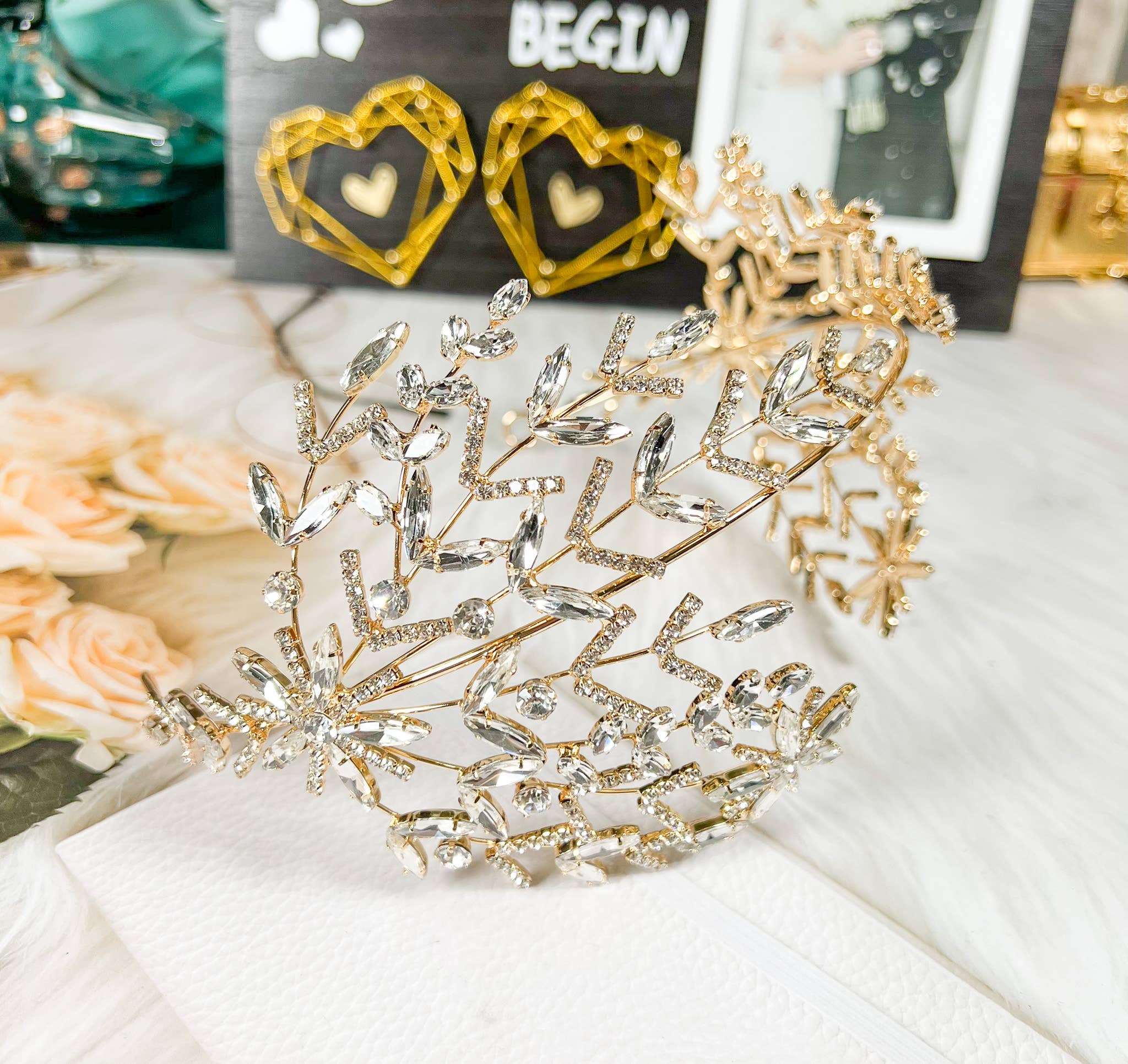 Happy Dream Gifts - Wholesale Fashion Headband - Women's - Crystal Bridal Headband, Crystal Bridal Hairpiece,Gold Crown2