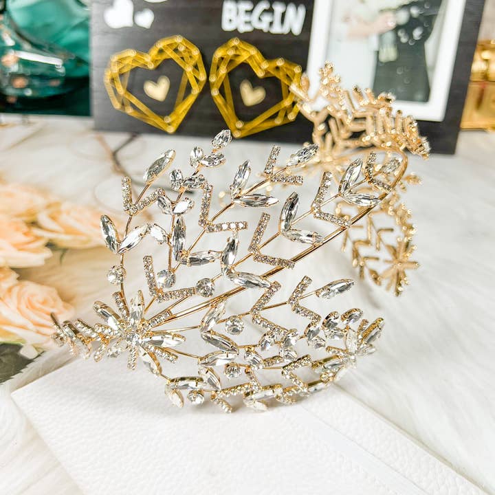 Happy Dream Gifts - Wholesale Fashion Headband - Women's - Crystal Bridal Headband, Crystal Bridal Hairpiece,Gold Crown2