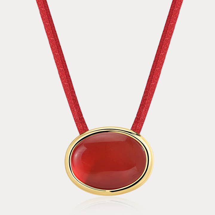 Luv AJ - Wholesale Pendant/Charm Necklace - Sunset Stone Cord Necklace- Red