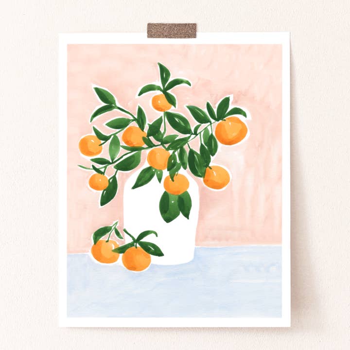 Orange Branch Art Print for wholesale by Sabina Fenn