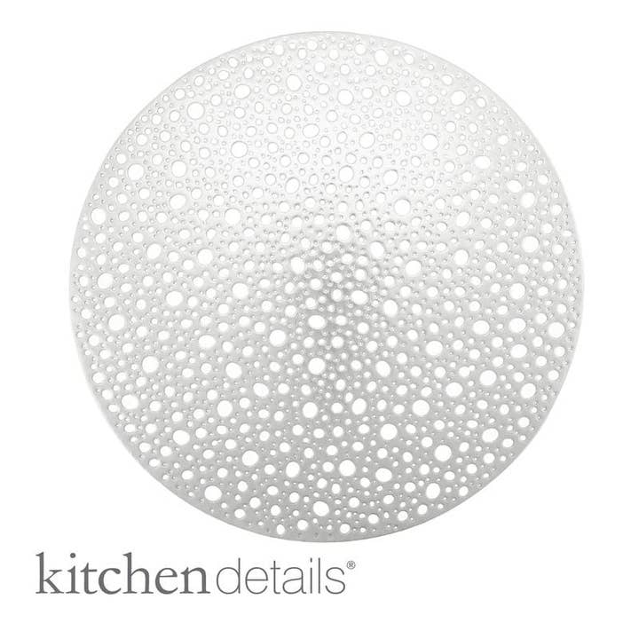 Home Details Round Moon Laser Cut Placemat in Silver for wholesale by Luxe Party