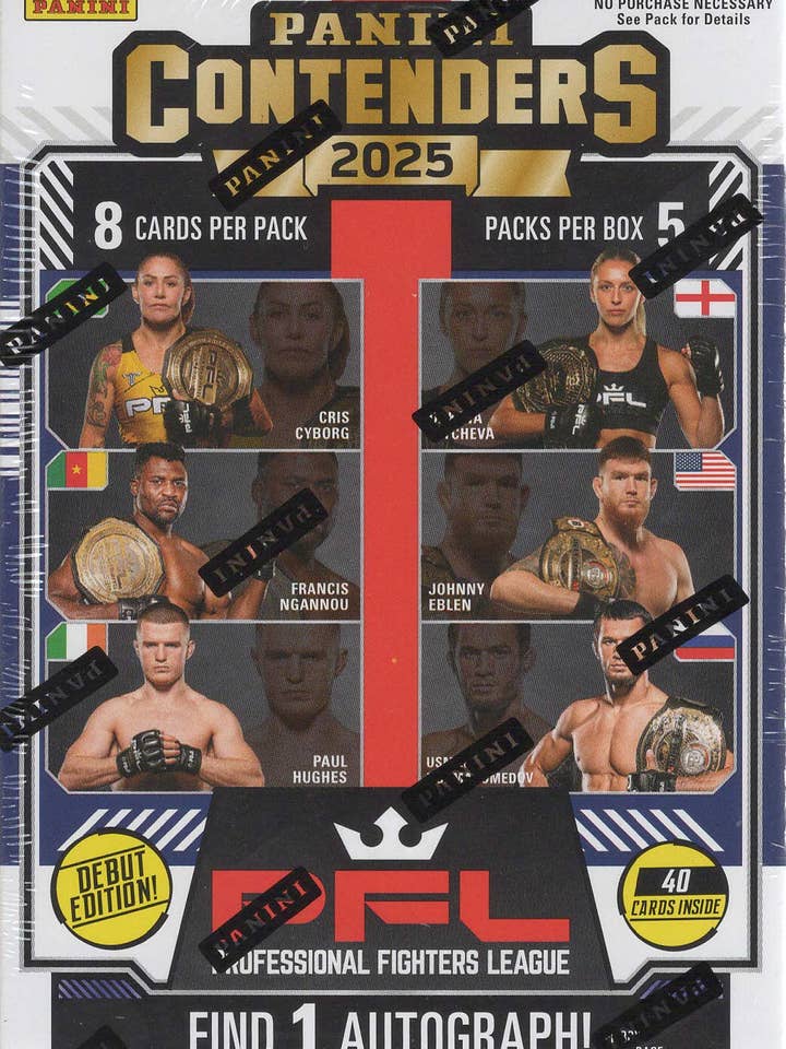 2025 Panini Contenders PFL 40ct. Blaster - Edizione Debutto! per la vendita all'ingrosso da parte di Wildwood Enterprises LLC