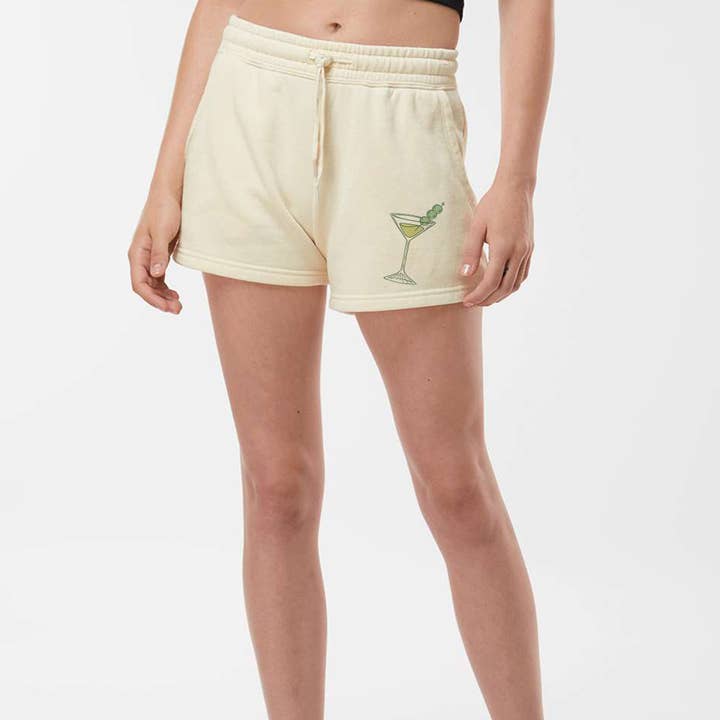 Dirty Martini Illustration Fleece Shorts for wholesale by femfetti