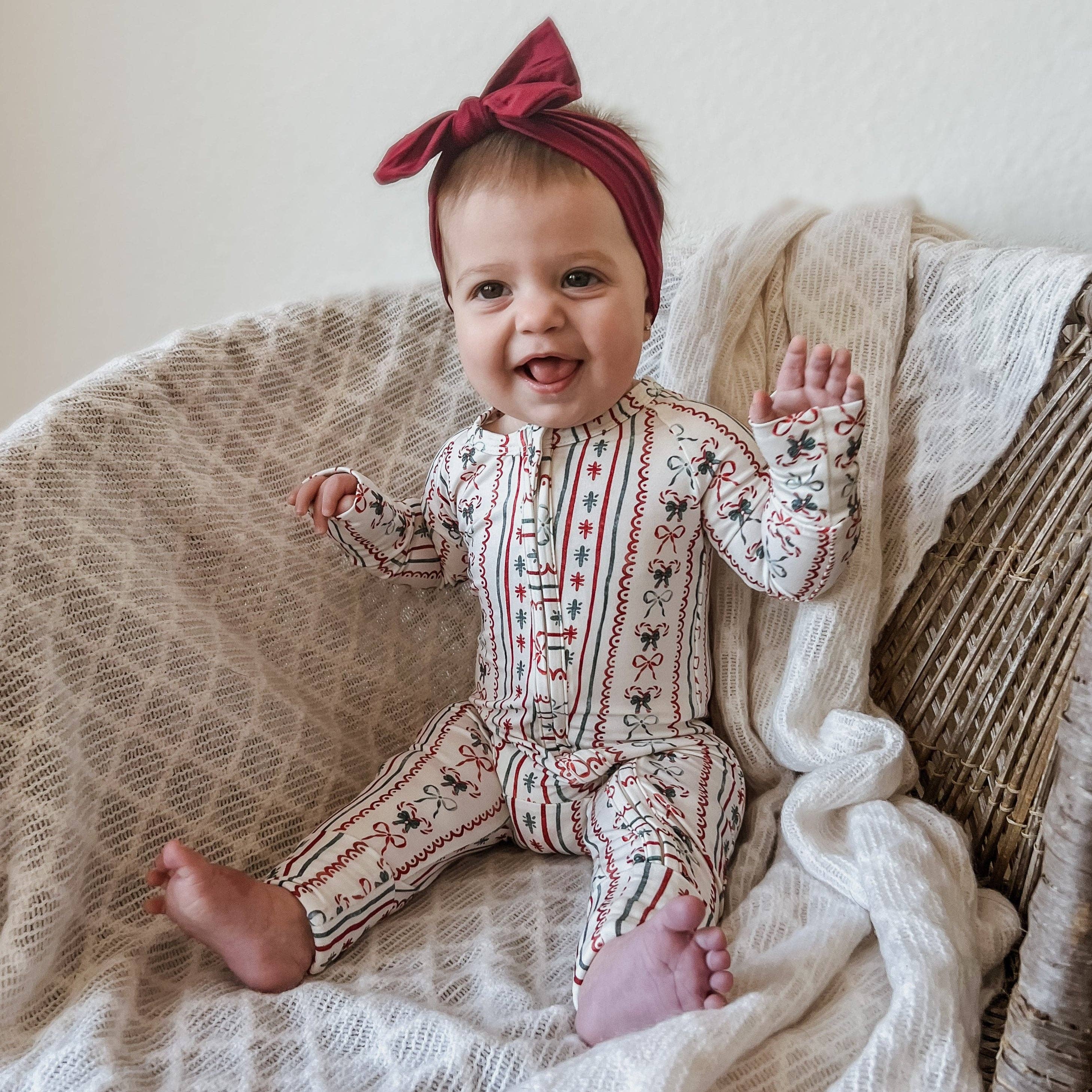 Little Joy Co. - Wholesale Sleepsuit - Baby - Candy Cane Lane Bamboo Christmas Pajamas - Zippy8