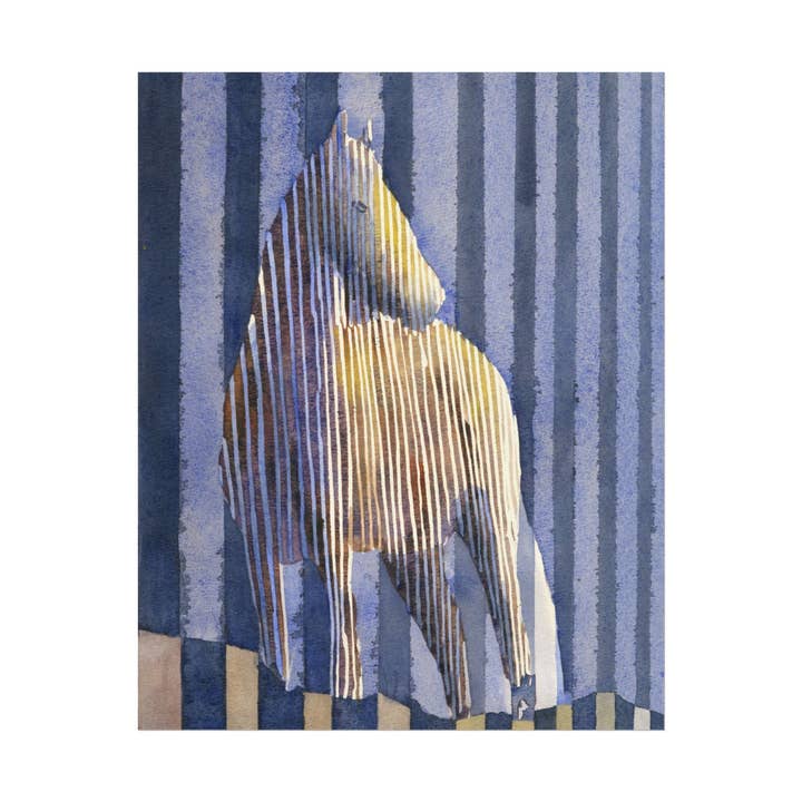 Peinture aquarelle de cheval design graphique décoration de chambre d'enfants œuvre d'art décorative animal coloré faune giclée pour la vente par Ryan Fox Fine Art