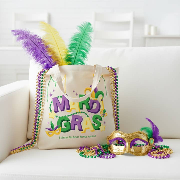Mardi Gras Glitrende Lærredstaske for engroshandel hos GiftsbyPR