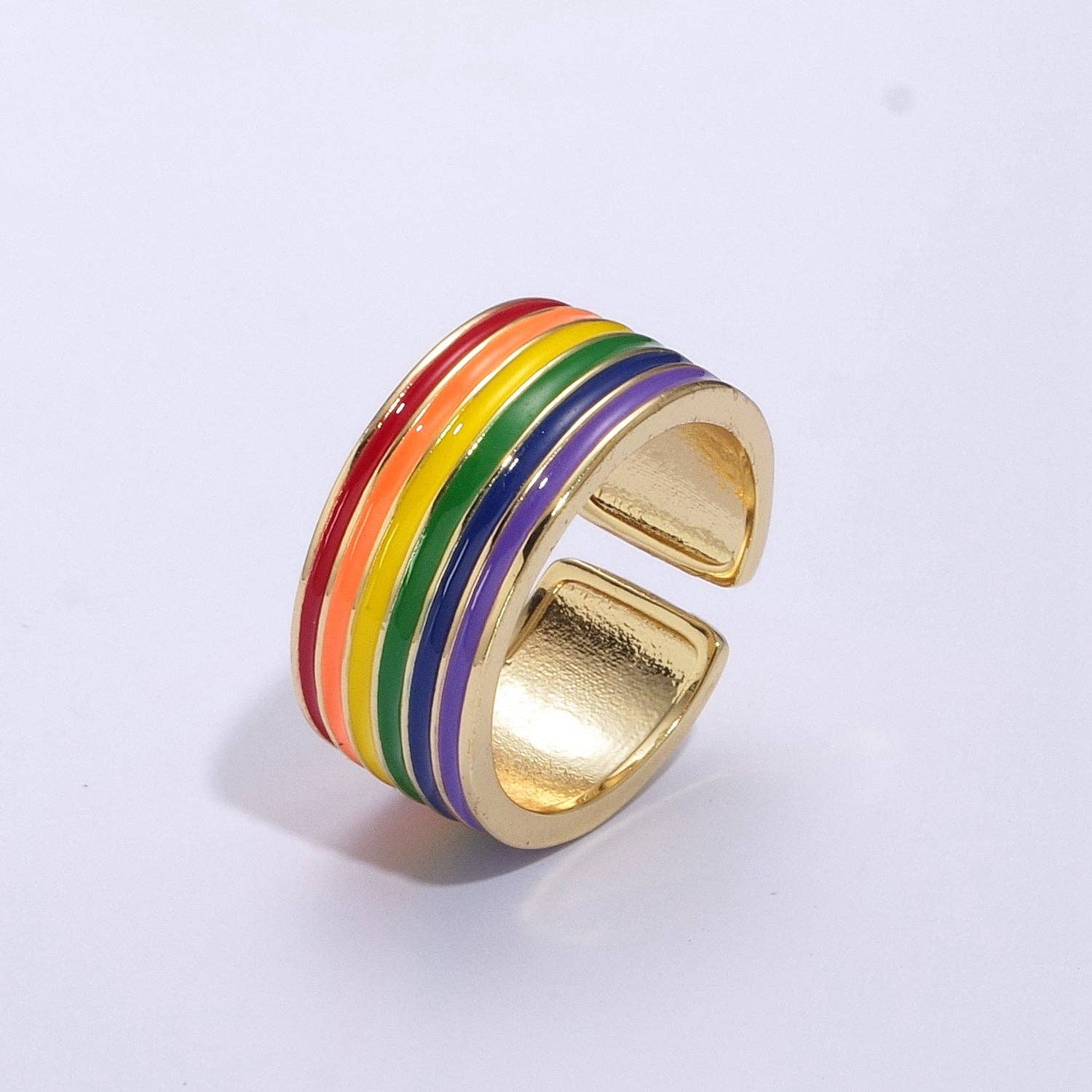 Aim Eternal - Wholesale Band/Stacked Ring - Pride Flag Rings LGBTQ Ring Gold Filled Open Adjustable Stac11