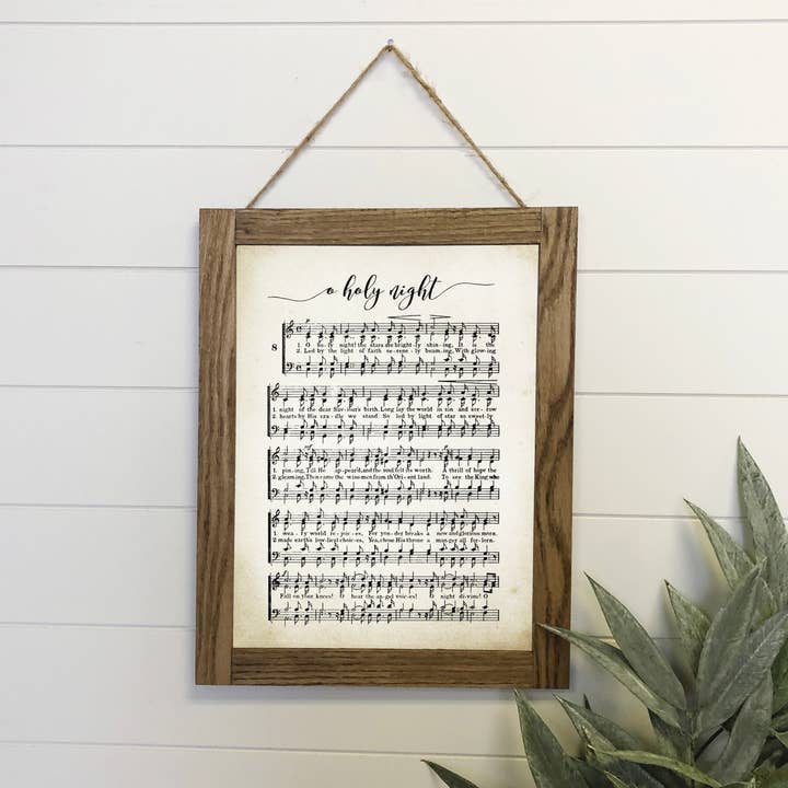 Hangout Home - Wholesale Sign - O Holy Night Music Canvas Wood Sign Framed Wall Art Print