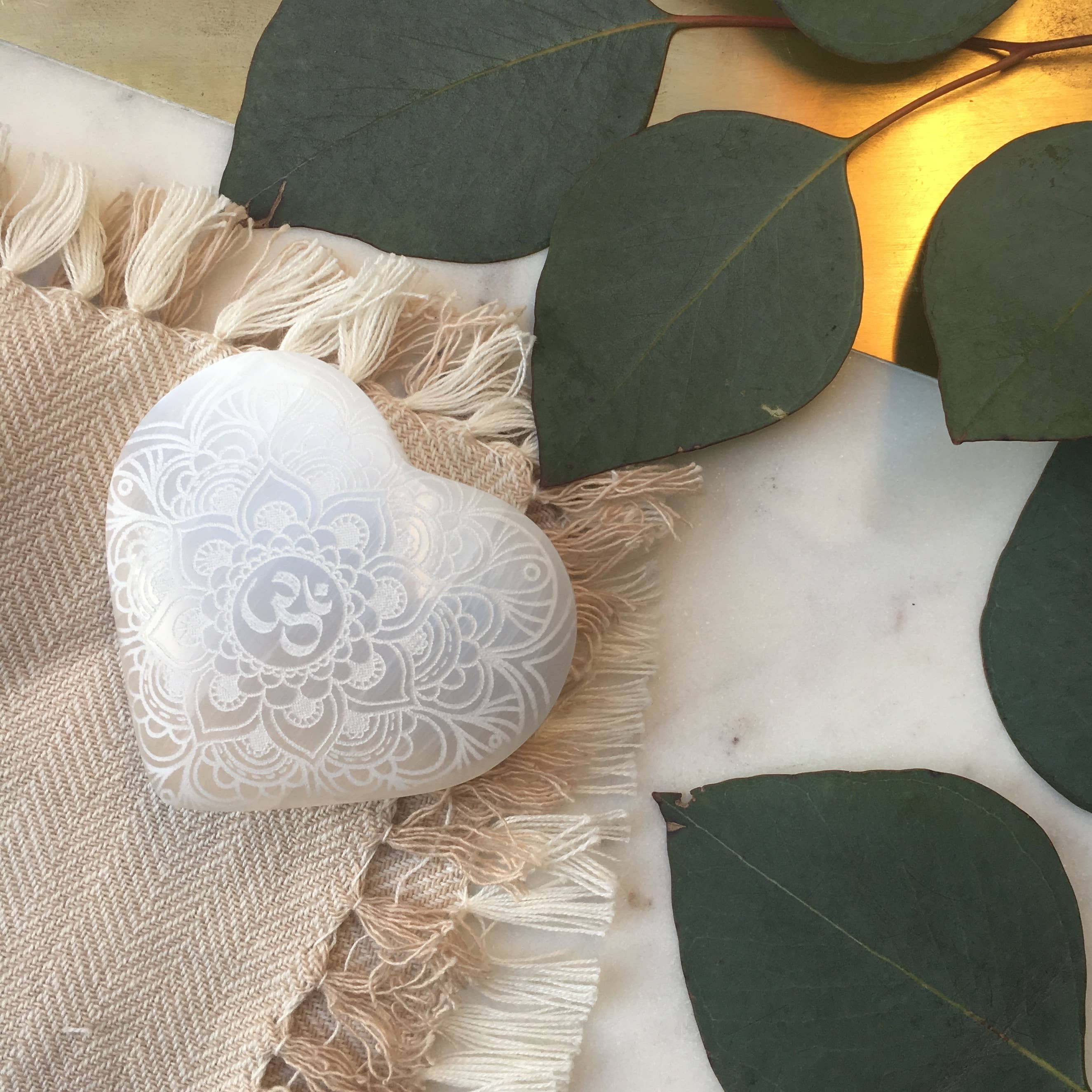 Fractalista Designs - Wholesale Spiritual Stone/Crystal - OM Selenite Heart Crystal Mother's Day Gifts for Women3