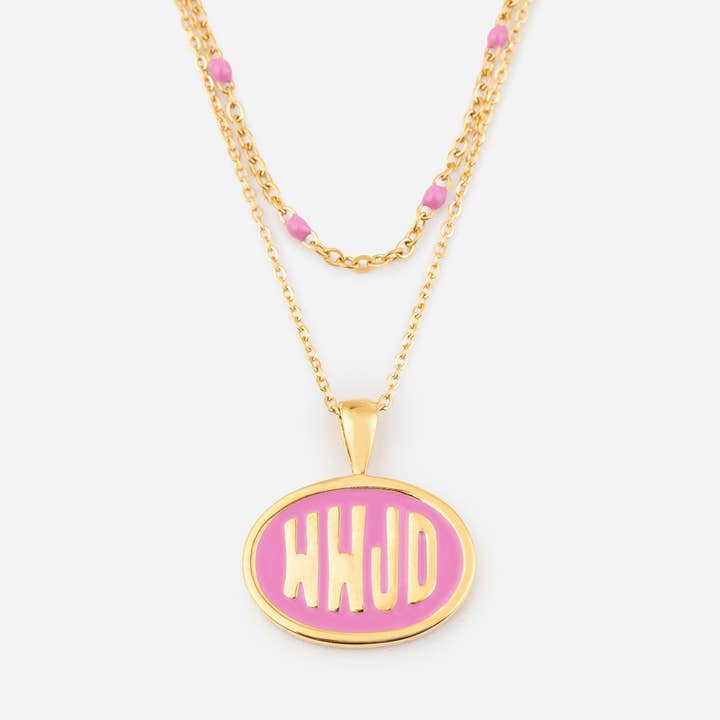 Elevated Faith - Vendita all'ingrosso Collana con ciondolo/pendaglio - Set collana WWJD rosa