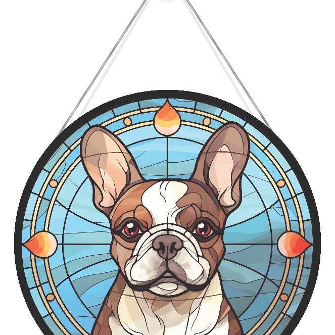 Faux farvet glas fransk buldog akryl solfanger for engroshandel hos Potter's Printing