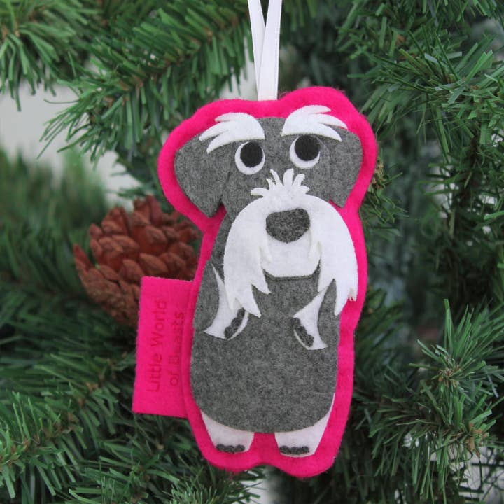 Giles the Schnauzer Ornament for wholesale by Little World of Beasts