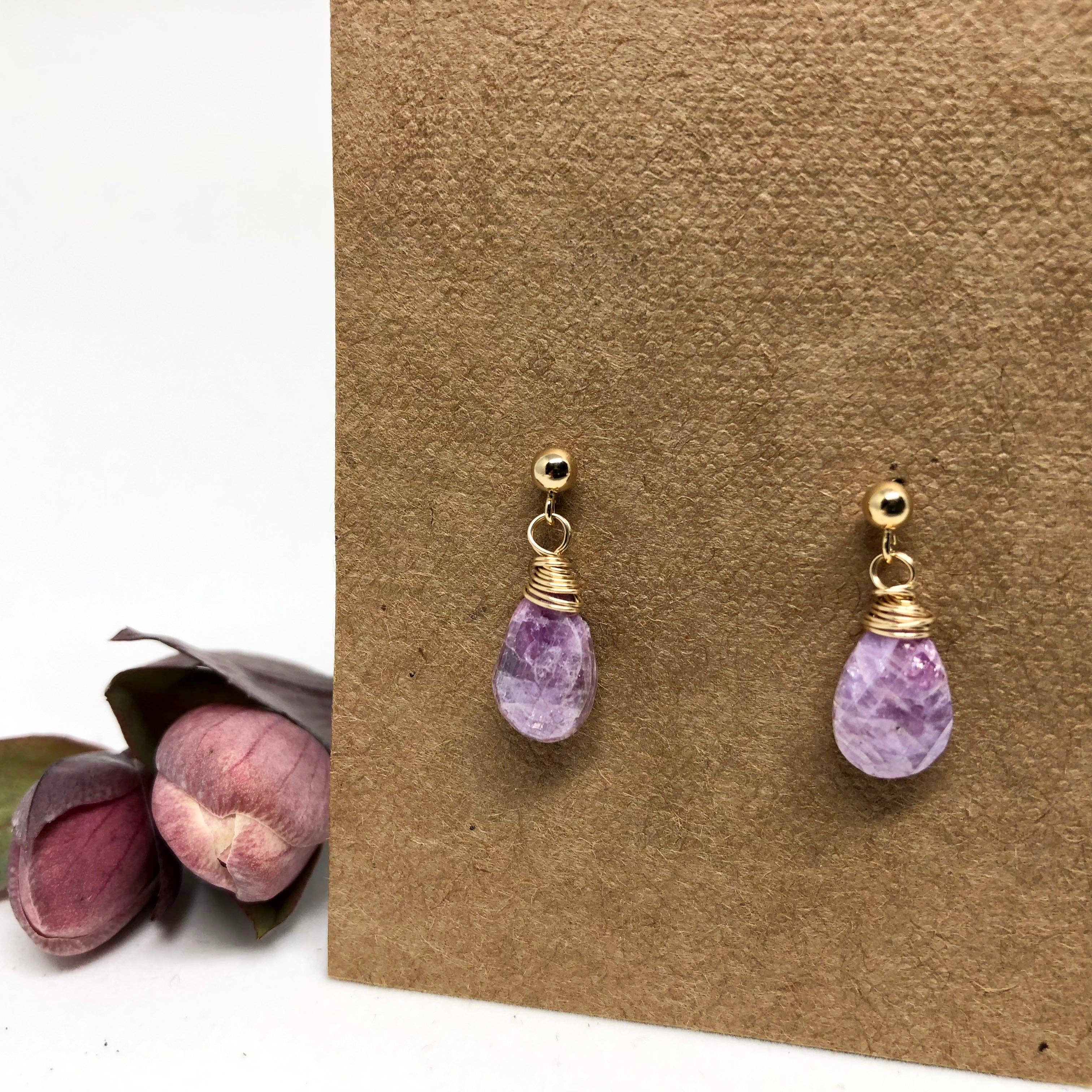 Naked Sage - Wholesale Dangle Earrings - Pink Sapphire - Linnaea Earrings3