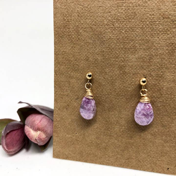 Naked Sage - Wholesale Dangle Earrings - Pink Sapphire - Linnaea Earrings3