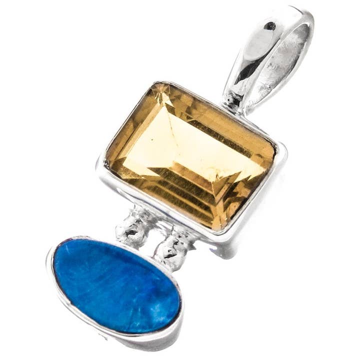 Colgante de citrino y ópalo australiano natural de plata de ley 925, 1" para venta al por mayor de FifiRose