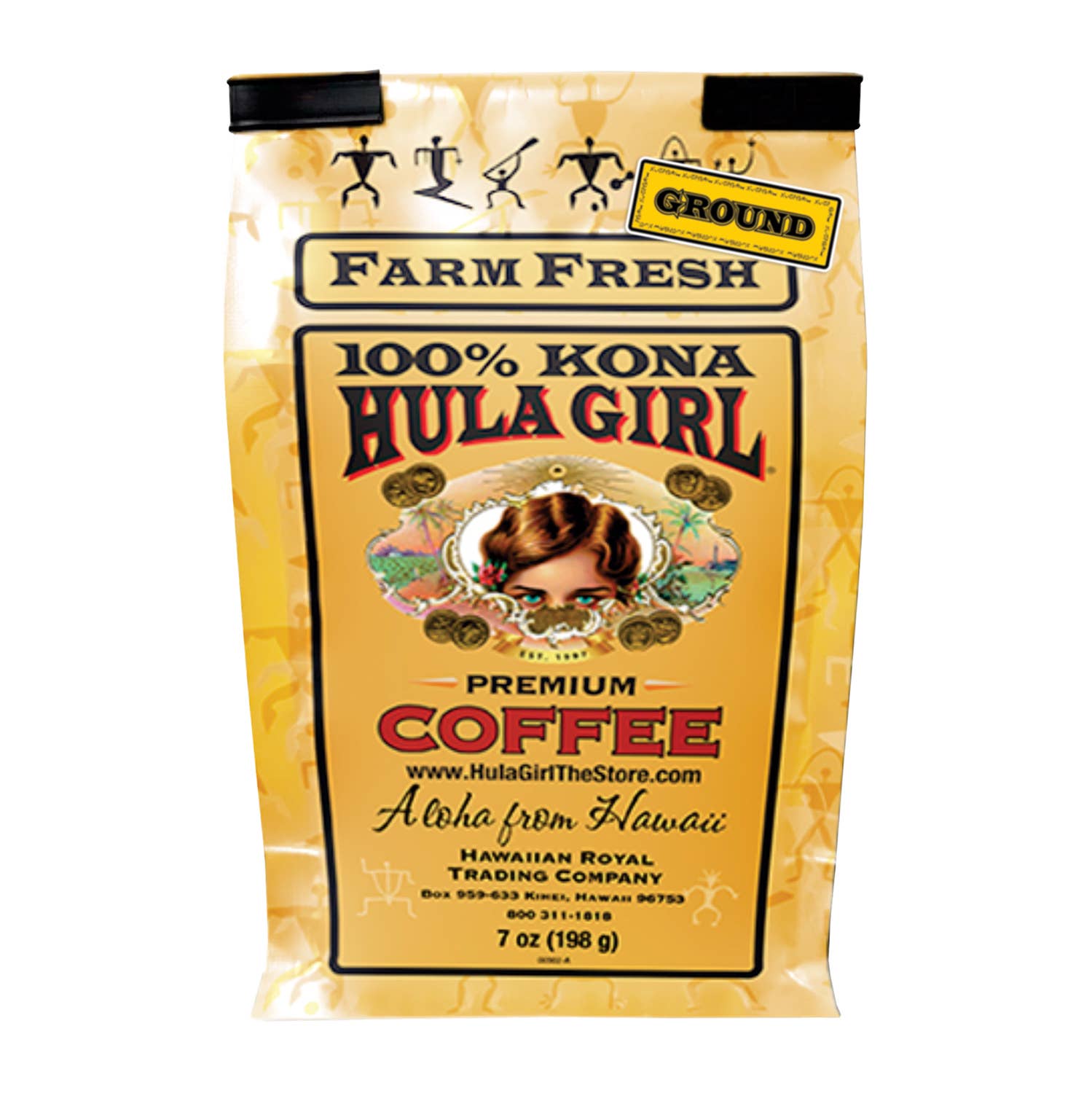 Hula Girl Products - Wholesale Coffee Beans - Hula Girl 100% Kona Coffee 7oz(198g) – Box of 6/10/20 Bags11