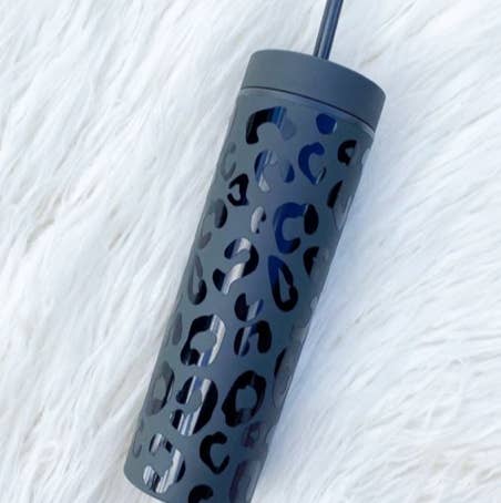 Matte Tumbler with Cheetah Print- multiple colors available for wholesale by Kady Ann Designs