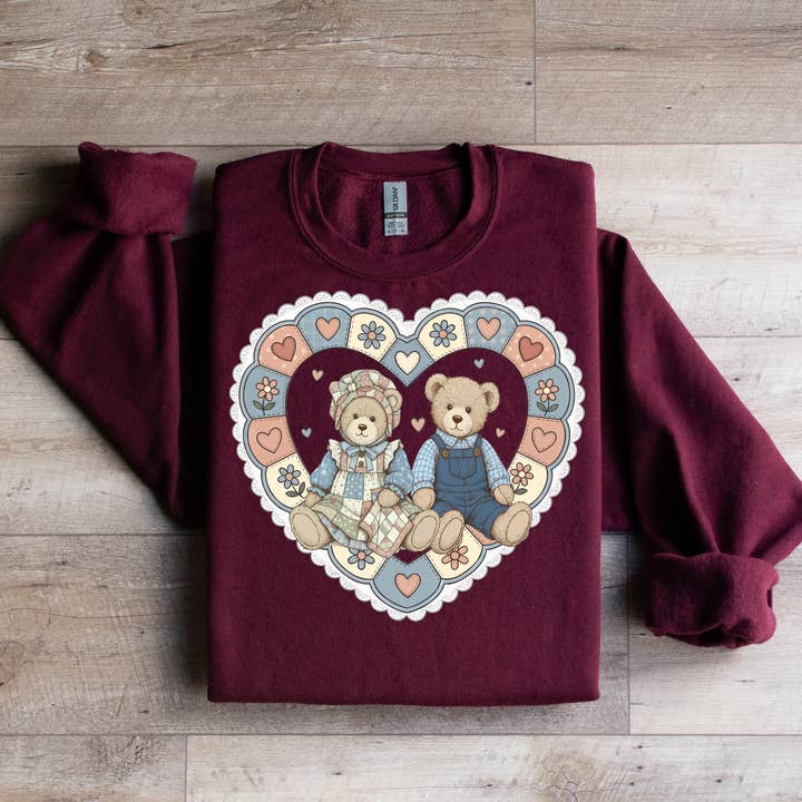 Vintage Bears In Love Heart Graphic Tee for wholesale by Haysville House