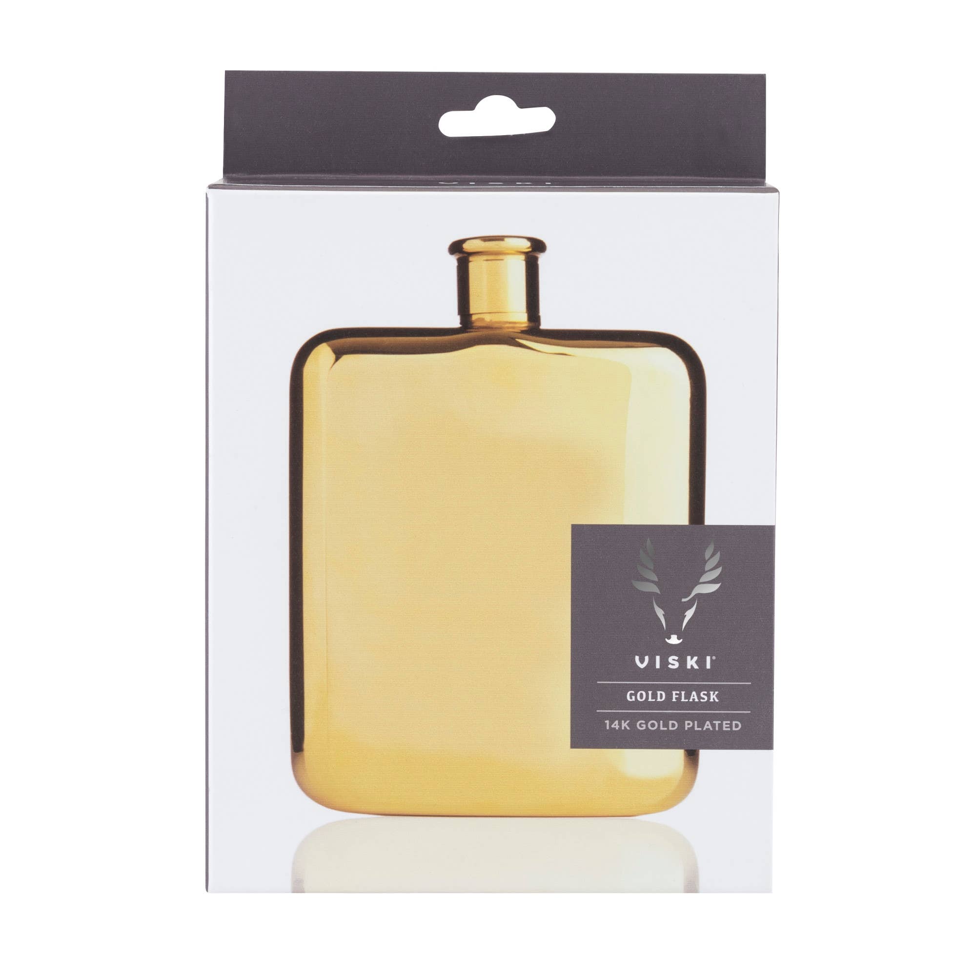 Viski - Wholesale Flask - Belmont™ Polished Gold Plated Flask1