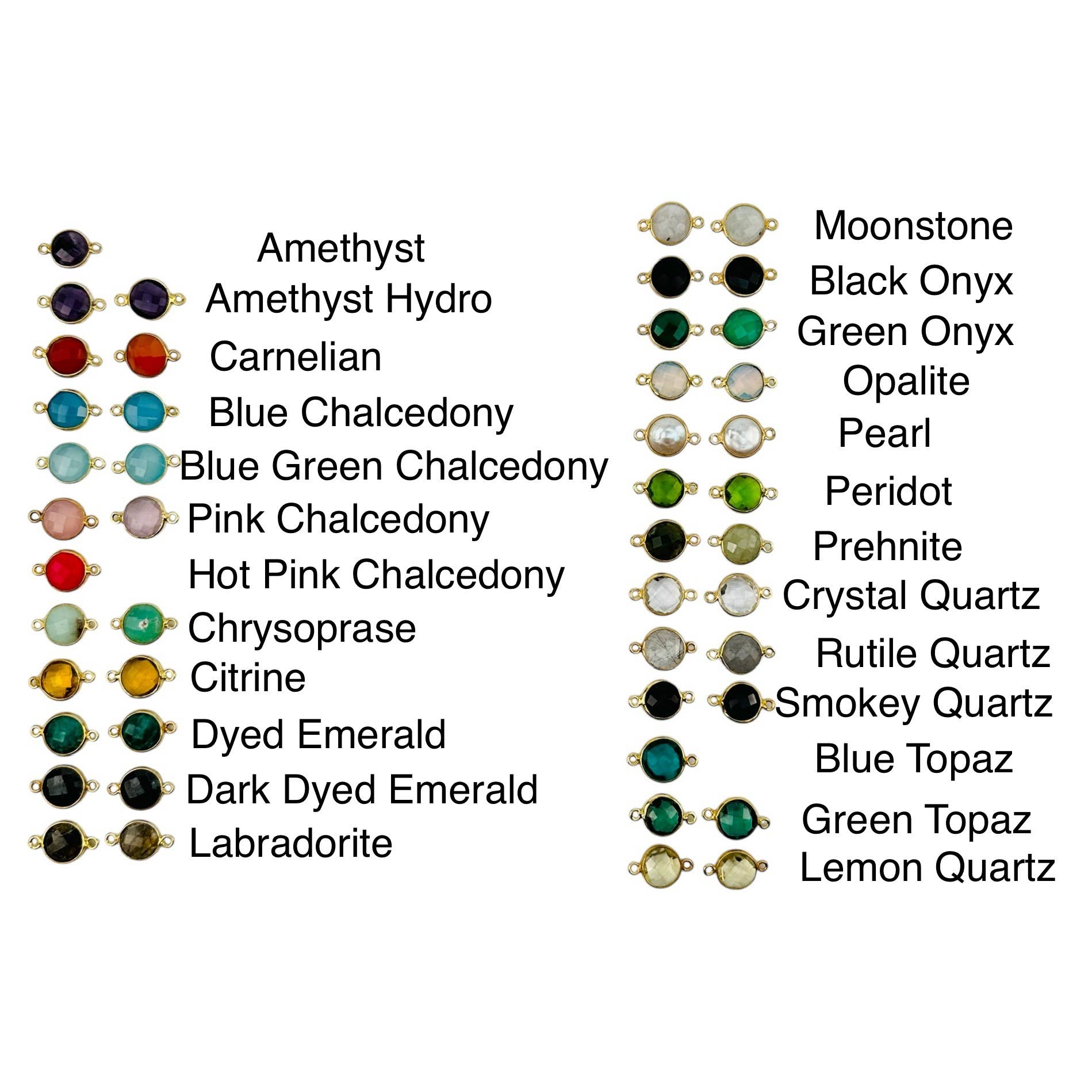 Jewelers Paradise – wholesale Individual charm/pendant – Gemstone Round Bezel Crystal Charm Connector - 10mm - 5