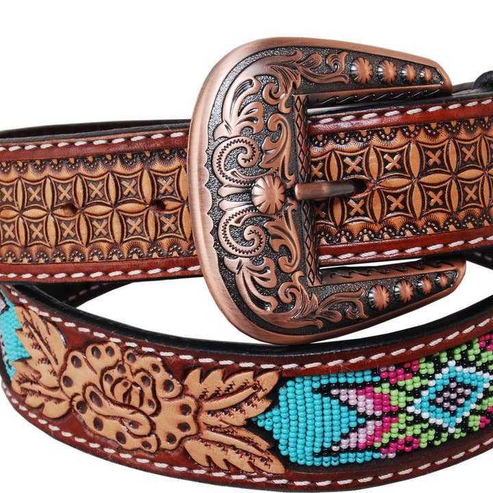 Western Chic Leather Belts. Hand Beaded Collection for wholesale by Rafter T Ranch Company