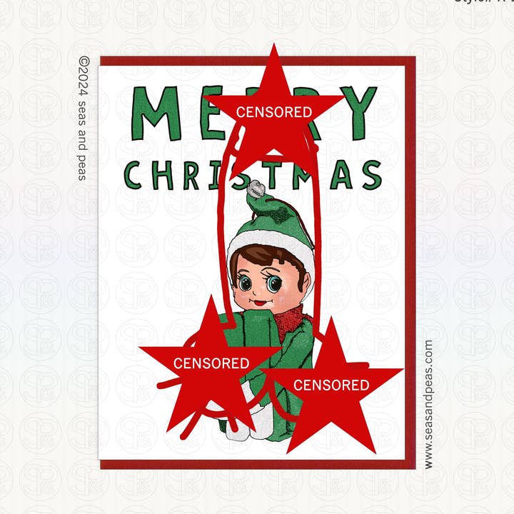 Crudely Defaced Christmas Card - Mature for wholesale by Seas and Peas, LLC